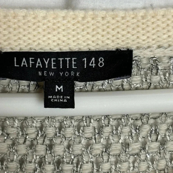 Lafayette 148 Metallic Striped Wide Crewneck Wool Cashmere Sweater Size M‎ - Picture 8 of 10
